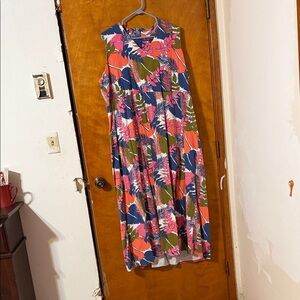 Jessica London Vibrant Floral Midi Dress - Blue and Pink